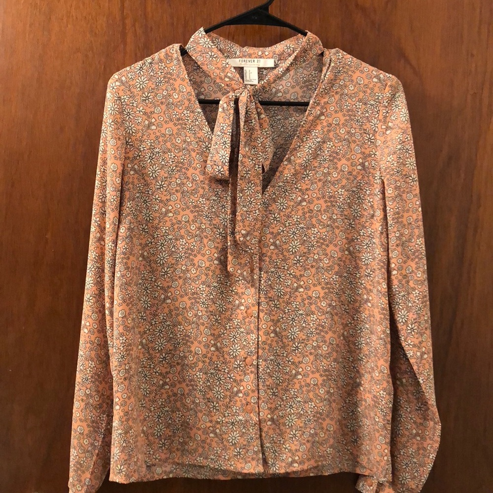 Forever21 long sleeve, bow tie blouse